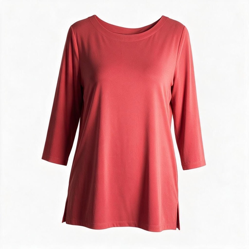 Susan Graver Modern Essentials XL Coral Pink Liquid Knit Tunic A390421